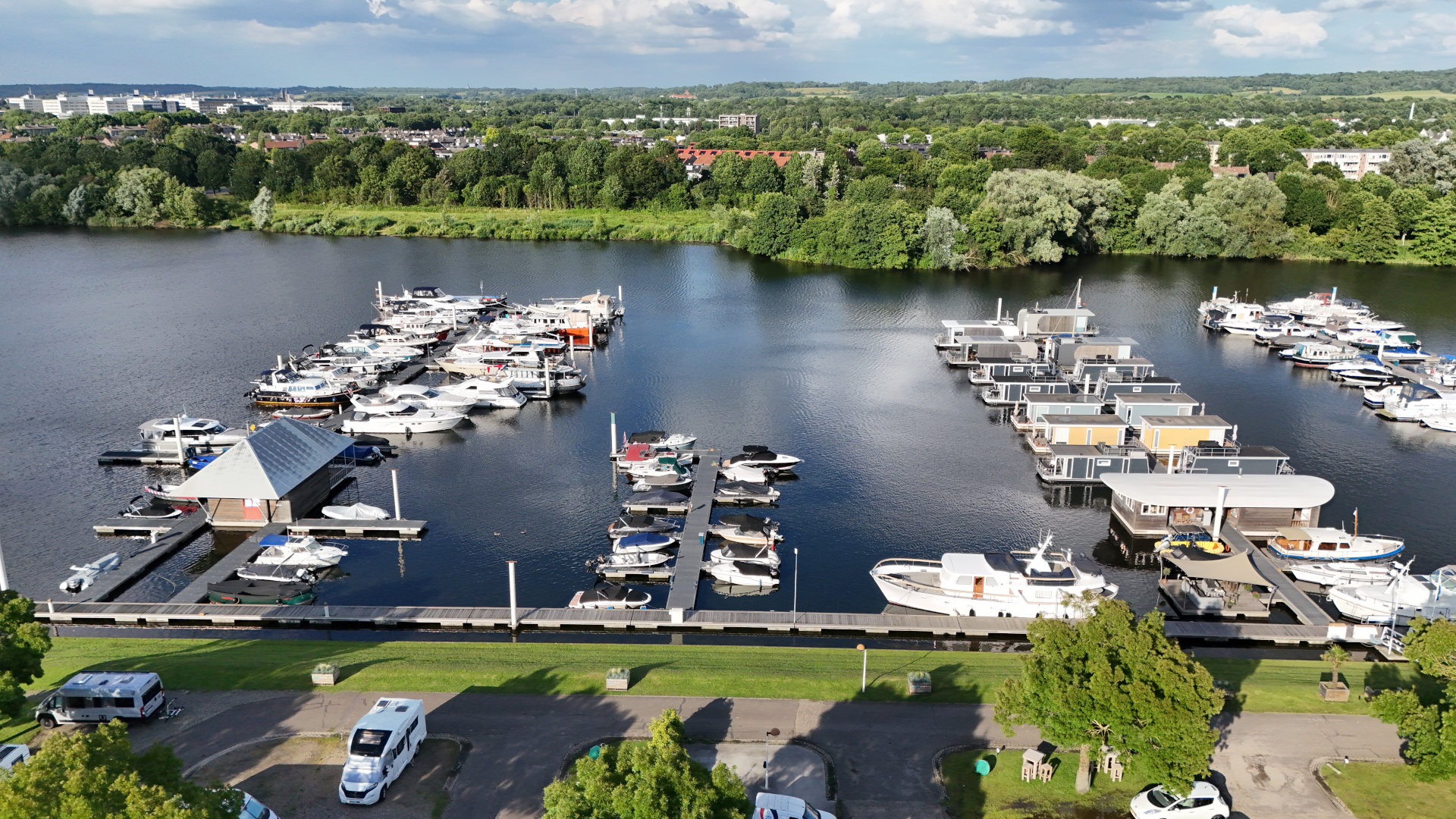 Houseboats at the jetty at Maastricht Marina